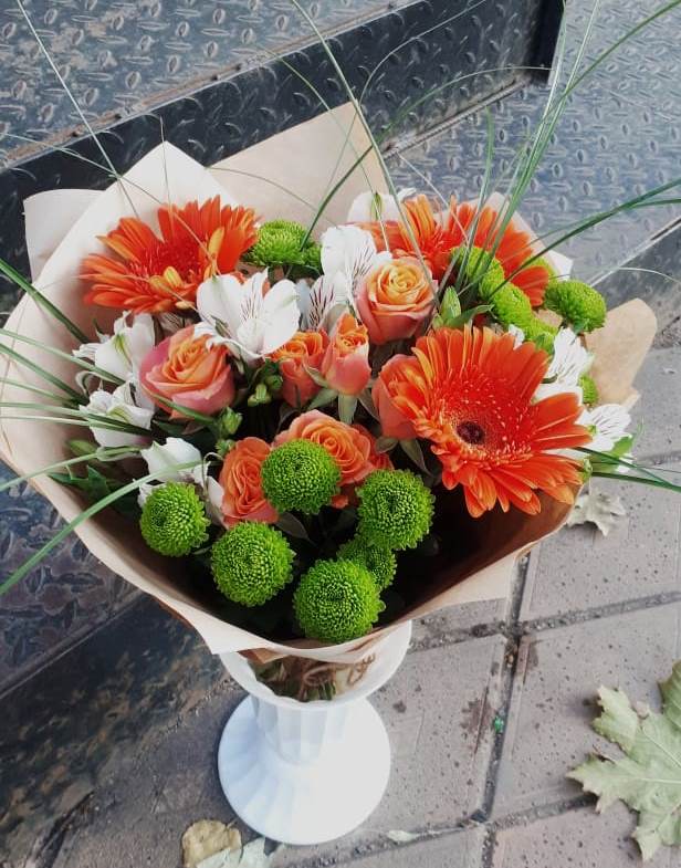 Букет цветов из: Герберы, Хризантемы, Альстромерии и Розы в Шульгино