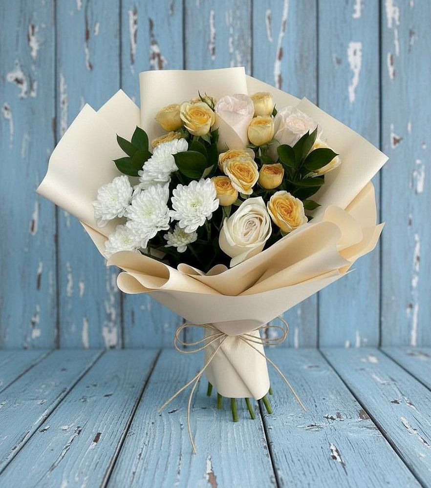 Букет цветов из: Розы и Хризантемы в Шульгино