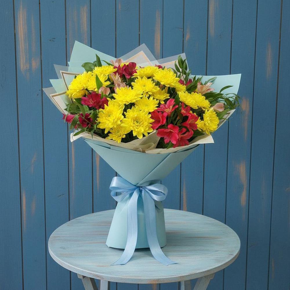 Букет цветов из: Альстромерии и Хризантемы в Шульгино