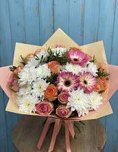 Букет цветов из:  Розы, Герберы и Хризантемы в Шульгино