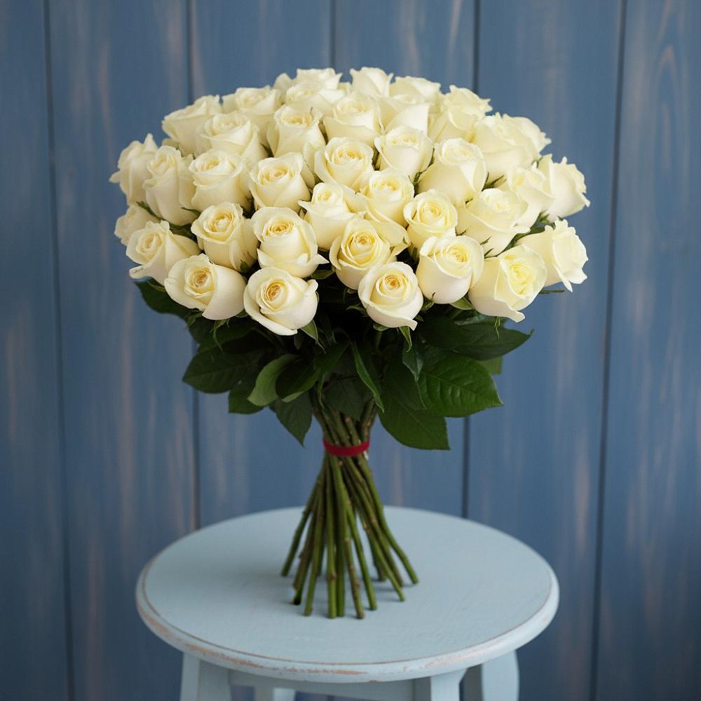 Букет 51 Белая роза Эдлесс Лав в Шульгино
