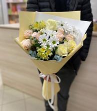 Букет цветов из:  Альстромерии, Розы и Хризантемы в Шульгино