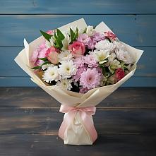 Букет цветов из:  Хризантемы, Альстромерии и Розы в Шульгино