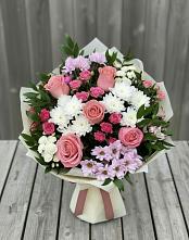 Букет цветов из:  Альстромерии, Гвоздики, Розы и Хризантемы в Шульгино