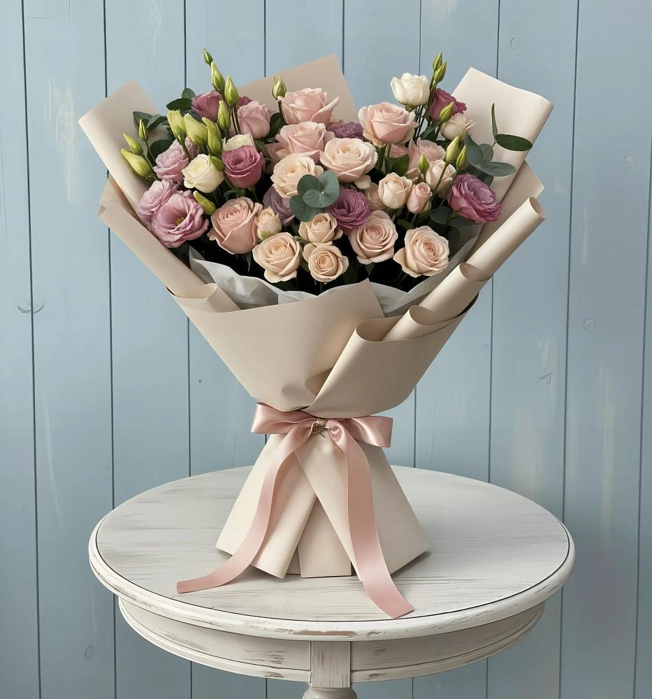 Букет цветов из: Розы и Лизиантусы в Шульгино