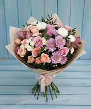 Букет цветов из:  Хризантемы, Розы и Альстромерии в Шульгино