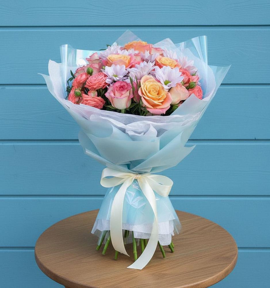 Букет цветов из: Хризантемы и Розы в Шульгино