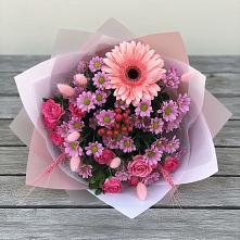 Букет цветов из:  Розы, Герберы и Хризантемы #REPLACE_PRED# Шульгино