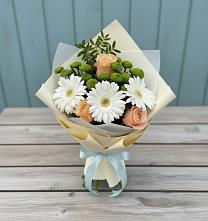 Букет цветов из:  Герберы, Розы и Хризантемы в Шульгино