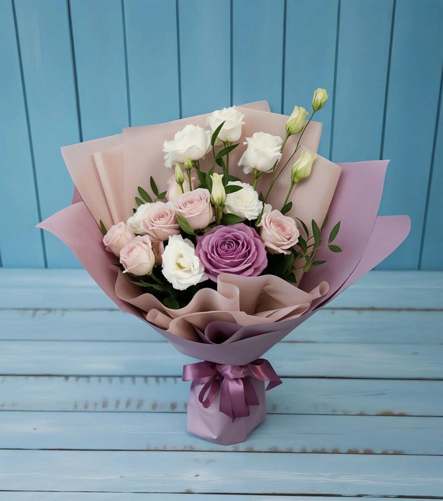 Букет цветов из: Розы и Лизиантусы в Шульгино