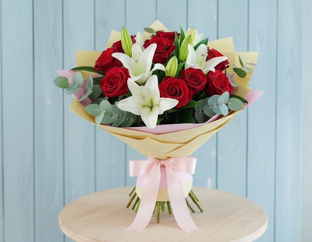 Букет цветов из: Лилии и Розы в Шульгино